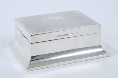 Lot 358 - 1920s silver cigarette box of rectangular form, wood lined interior and hinged cover
