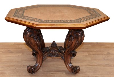 Lot 1529 - Fine quality 19th century marquetry inlaid burr wood centre table