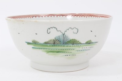 Lot 94 - New Hall bowl, circa 1800, polychrome painted with Chinese figures, 15cm diameter