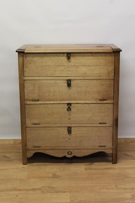 Lot 1487 - Unusual early 20th century teak  marine secretaire chest