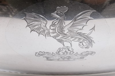 Lot 365 - Old Sheffield plate dish cover with crest in a rubbed in shield.
