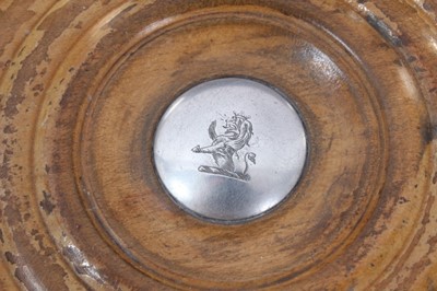 Lot 369 - A pair of Old Sheffield plate coasters with double gadroon mounts and a central engraved boss