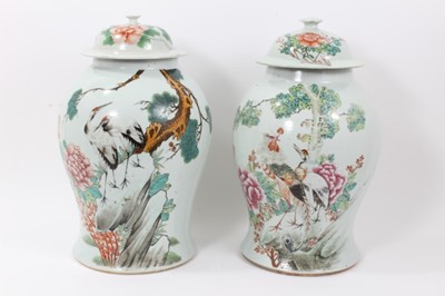 Lot 139 - Pair of Chinese republic vases and covers