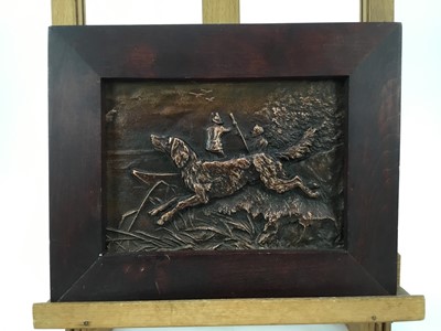 Lot 137 - Bronzed relief of a gun dog
