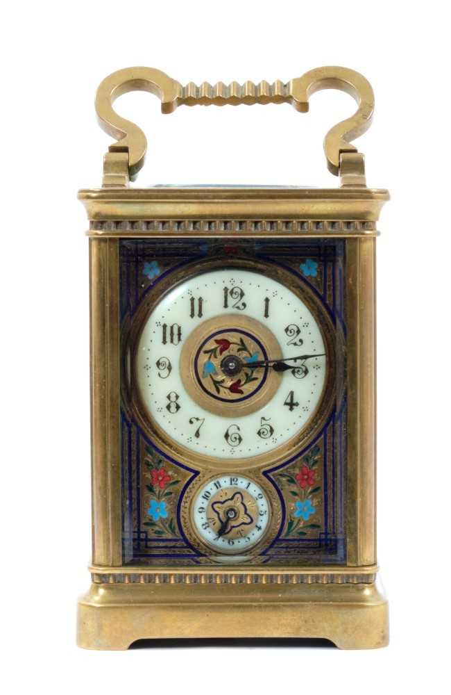 Lot 655 - 19th century French enamelled carriage clock