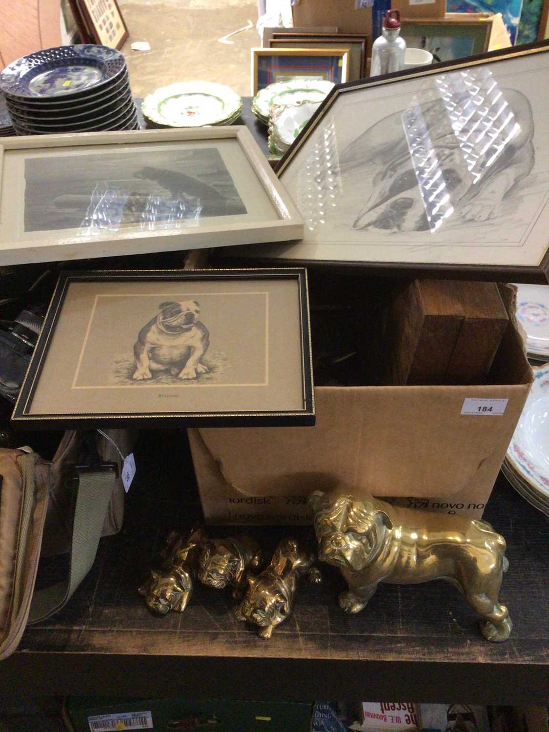 Lot 184 - Quantity of bull dog pictures and ornaments