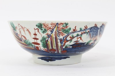 Lot 226 - Liverpool round bowl, painted in Chinese style, circa 1770