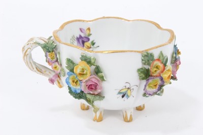 Lot 172 - Meissen flower applied cup and saucer, circa 1860-80
