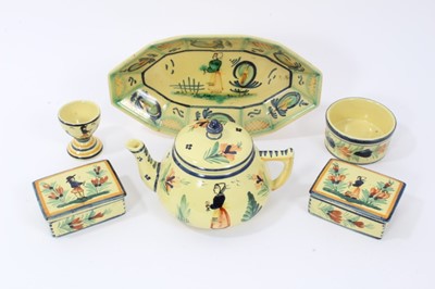 Lot 174 - Various yellow ground Quimper items