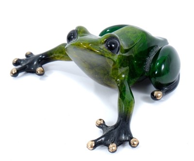 Lot 718 - Tim Cotterill ‘Frogman’ enamelled bronze sculpture, signed, dated '05 and numbered 3682/5000, 9cm long