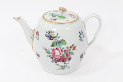 Lot 252 - Worcester barrel shaped teapot and cover, circa 1775-80