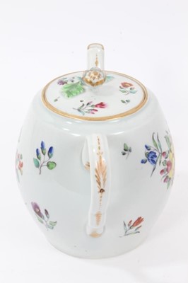 Lot 166 - Worcester barrel shaped teapot and cover, circa 1775-80