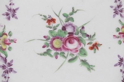 Lot 179 - Worcester plate, painted with flowers, 'Sèvres' style blue and gilt border, circa 1772