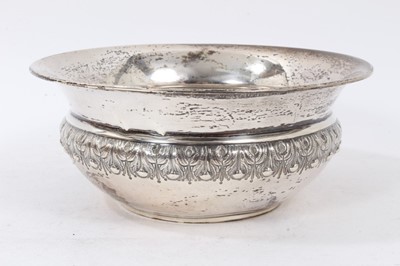 Lot 396 - Late Victorian silver bowl with a band of embossed foliate decoration and flared rim
