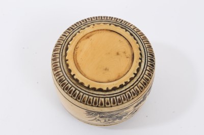 Lot 743 - 19th century Chinese ivory archer’s ring and engraved pot