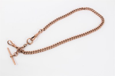 Lot 558 - Edwardian 9ct rose gold watch chain with curb links, approximately 38cm.