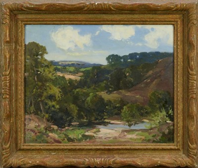 Lot 1200 - Lewis Taylor Gibb (1873-1945) oil on canvas - Extensive Landscape, signed, 39cm x 49cm, in gilt frame