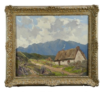 Lot 1205 - Lewis Taylor Gibb (1873-1945) oil on canvas - Crofters Cottage, 50cm x 61cm, in silvered frame