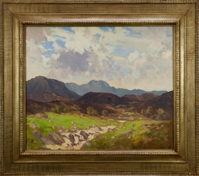 Lot 1207 - Lewis Taylor Gibb (1873-1945) oil on canvas - Extensive Scottish Landscape, signed, 63cm x 76cm, in silvered frame