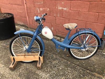 Lot 15 - 1950's NSU Quickly 49cc Moped, finished in blue and cream, partially restored, engine currently removed from the bike.