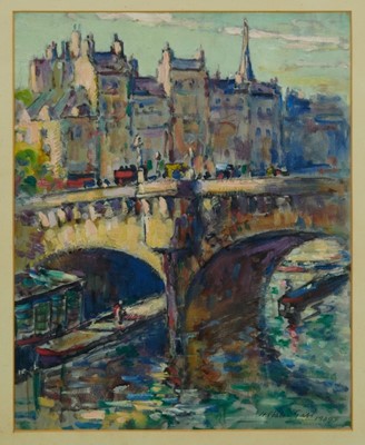 Lot 1208 - Harry Phelan Gibb (1870-1948) oil on canvas laid on board - Le Pont Neuf, signed and dated 1909, 40cm x 32cm, in glazed gilt frame