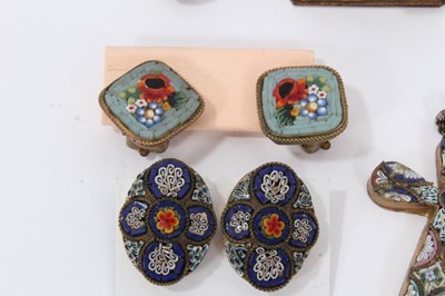Lot 735 - Collection of 20th century Italian micro mosaic jewellery, brooches, pins, necklaces etc