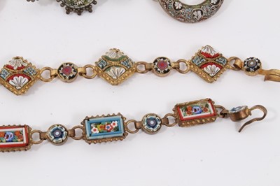 Lot 735 - Collection of 20th century Italian micro mosaic jewellery, brooches, pins, necklaces etc