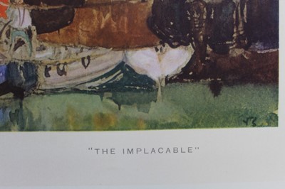 Lot 1216 - *Sir Frank Brangwyn (1876-1956) colour print - The Implacable, unframed, together with another in ebonised frame (2)