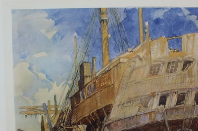 Lot 1216 - *Sir Frank Brangwyn (1876-1956) colour print - The Implacable, unframed, together with another in ebonised frame (2)