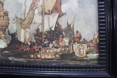 Lot 1216 - *Sir Frank Brangwyn (1876-1956) colour print - The Implacable, unframed, together with another in ebonised frame (2)