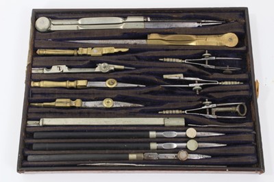 Lot 786 - Early 20th century draughtsmans instrument set in brass mounted box
