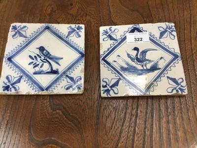 Lot 322 - Two 18th century Dutch delft tiles