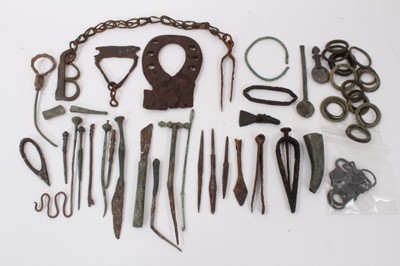 Lot 806 - Collection of artefacts, Roman and later, including spoons, knife, rings etc