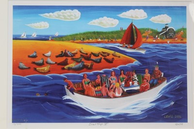 Lot 27 - Brian Lewis (b.1947) signed limited edition print - Seal Trip V, 13/500, 29cm x 42cm, mounted