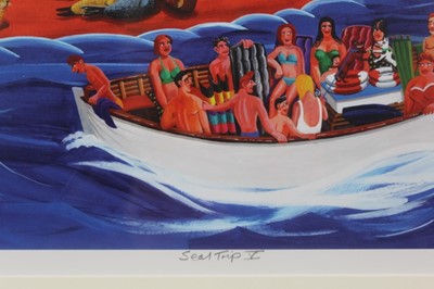Lot 1861 - Brian Lewis (b.1947) signed limited edition print - Seal Trip V, 13/500, 29cm x 42cm, mounted