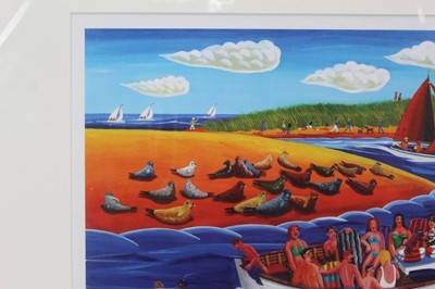Lot 33 - Brian Lewis (b.1947) signed limited edition print - Seal Trip V, 13/500, 29cm x 42cm, mounted