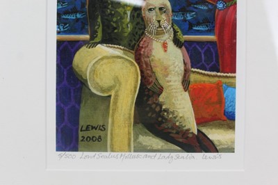 Lot 1861 - Brian Lewis (b.1947) signed limited edition print - Seal Trip V, 13/500, 29cm x 42cm, mounted
