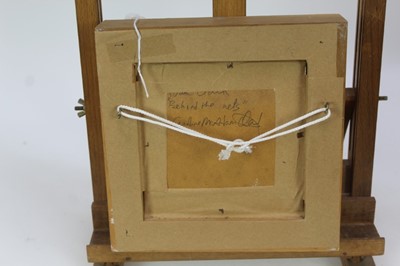 Lot 1898 - Caroline McAdam Clark (b.1947) mixed media - "Behind the Nets", signed, 14cm square, in glazed frame