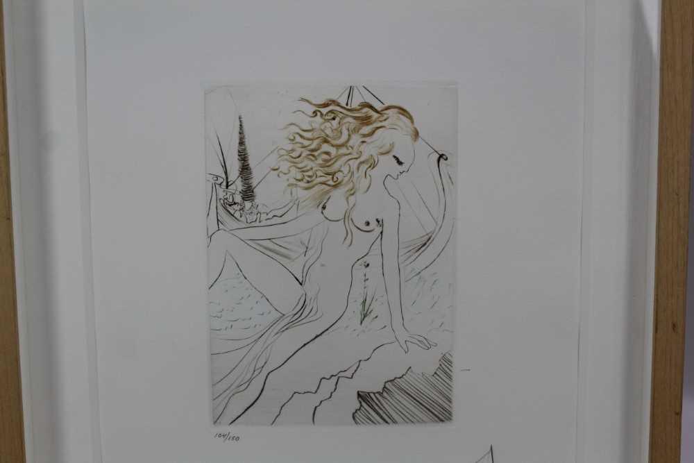 Lot 1897 - Salvador Dali (1904-1989) signed limited edition drypoint etching - La Fiancée du roi de Garbe, 1972, 104/150, 36cm x 24cm, in glazed frame  
Provenance: Goldmark Gallery, Rutland
