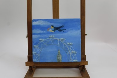 Lot 29 - Contemporary, English School, oil on wood block - The London Eye, 20cm x 23cm, unframed