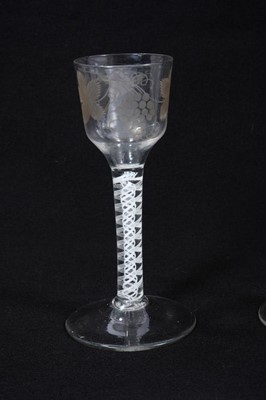 Lot 1920 - Georgian double series opaque twist wine glass, c.1765