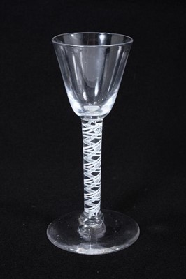 Lot 1923 - Georgian double series opaque twist wine glass, c.1765