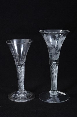 Lot 1925 - Two Georgian wine glasses, c.1750