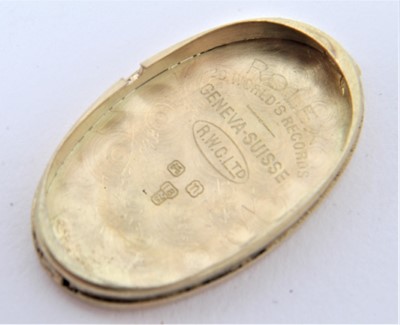 Lot 613 - 1920s ladies Rolex 18ct gold case wristwatch with Rolex Prima 15 jewel movement In oval 2ict gold case with Dublin import hallmarks for 1928.