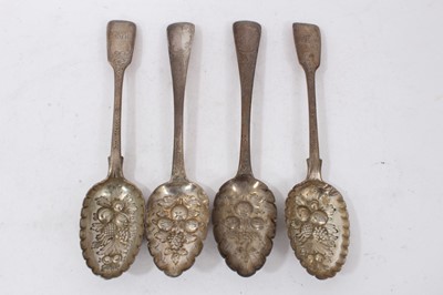 Lot 414 - Two pairs Berry spoons
