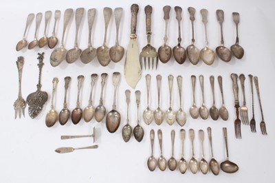 Lot 415 - Selection of miscellaneous English and Continental silver and white metal flatware