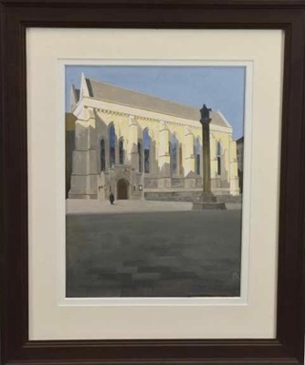 Lot 1187 - Peter Kelly (b. 1931) watercolour - Patterns of Light, Temple Church, London