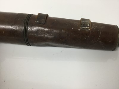 Lot 2499 - Watson Mk II military three-drawer brass telescope in leather case, dated 1903, with broad arrow mark