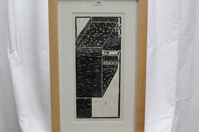 Lot 69 - Ron Sims (1944-2014) signed limited edition woodcut - Abstract Image III, 1/25, 43cm x 20cm in glazed frame