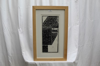 Lot 56 - Ron Sims (1944-2014) signed limited edition woodcut - Abstract Image III, 1/25, 43cm x 20cm in glazed frame